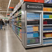 Réfrigérateur vertical pour boissons, vitrine à porte vitrée simple, OEM
