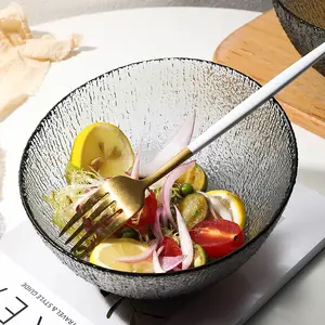 Mangkuk salad diagonal kreatif untuk penggunaan rumah tangga, mangkuk kaca dengan keindahan tinggi buah dan sayuran campur