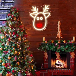 Letrero de neón con luz LED, vaca bonita para niños, habitación de adolescentes, decoración de pared para el hogar, regalo de Navidad
