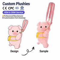 Sac à dos en peluche personnalisé, mignon et de style dessin animé, avec rembourrage en coton PP et doublure en maille, cadeau d'anniversaire, peluche super douce, tailles personnalisées