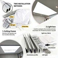 Panneau lumineux LED pour plafond tendu - Film souple rétroéclairé étanche IP65, cadre en aluminium pour magasin de détail