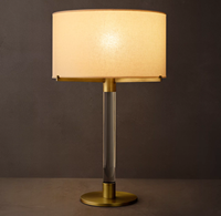 Lampe de table LED colonne en laiton massif de luxe, moderne, flexible et simple, avec abat-jour en lin beige, pour chambre, salon, hôtel, villa