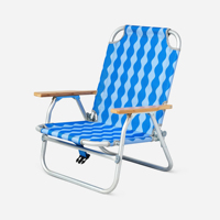 Chaise de plage pliante réglable de luxe avec cadre en aluminium et accoudoirs en bois, idéale pour le camping et les pique-niques en extérieur, impression personnalisée