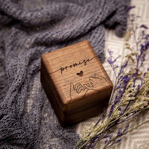 Solid Wood <b>Ring</b> <b>Box</b> Vintage Three Slot Jewelry Storage Engraved Wedding Display Case Rectangle Shape Portable Flip Top - Product Image 4