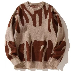 Vente en gros de pulls pour hommes de style branché sweat-shirt d'hiver à encolure ras du cou en cachemire à motifs anti-froissés et à rayures pour hommes - Product Image 1