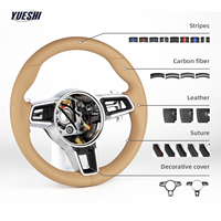 Volant en cuir haut de gamme avec garniture chromée pour Porsche Panamera Cayenne Macan 718 911 Boxster Cayman