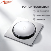 Vente en gros de drain de sol moderne en acier inoxydable, carré, 100 mm, à pédale, anti-odeurs, anti-insectes, pour cuisine, salle de bain, hôtel