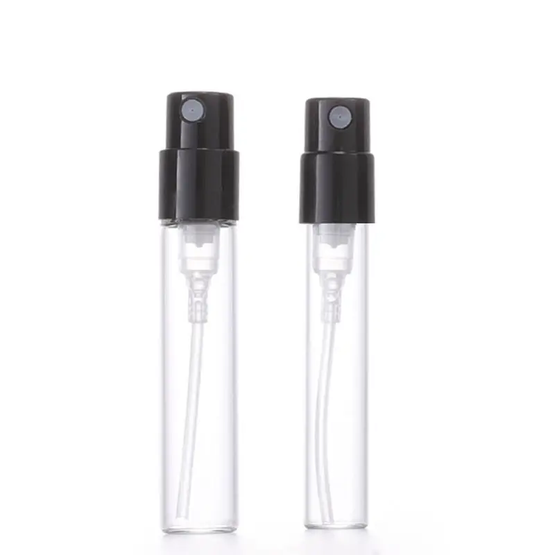 Botella de vidrio transparente con espray para Perfume, frasco de vidrio transparente, 2ml, 3ml, 5ml, 10ml, muestra gratis