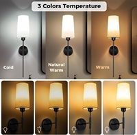 Lampe murale moderne nordique avec commande tactile pour salon, abat-jour en tissu coloré, lampe murale sans fil rechargeable à intensité variable
