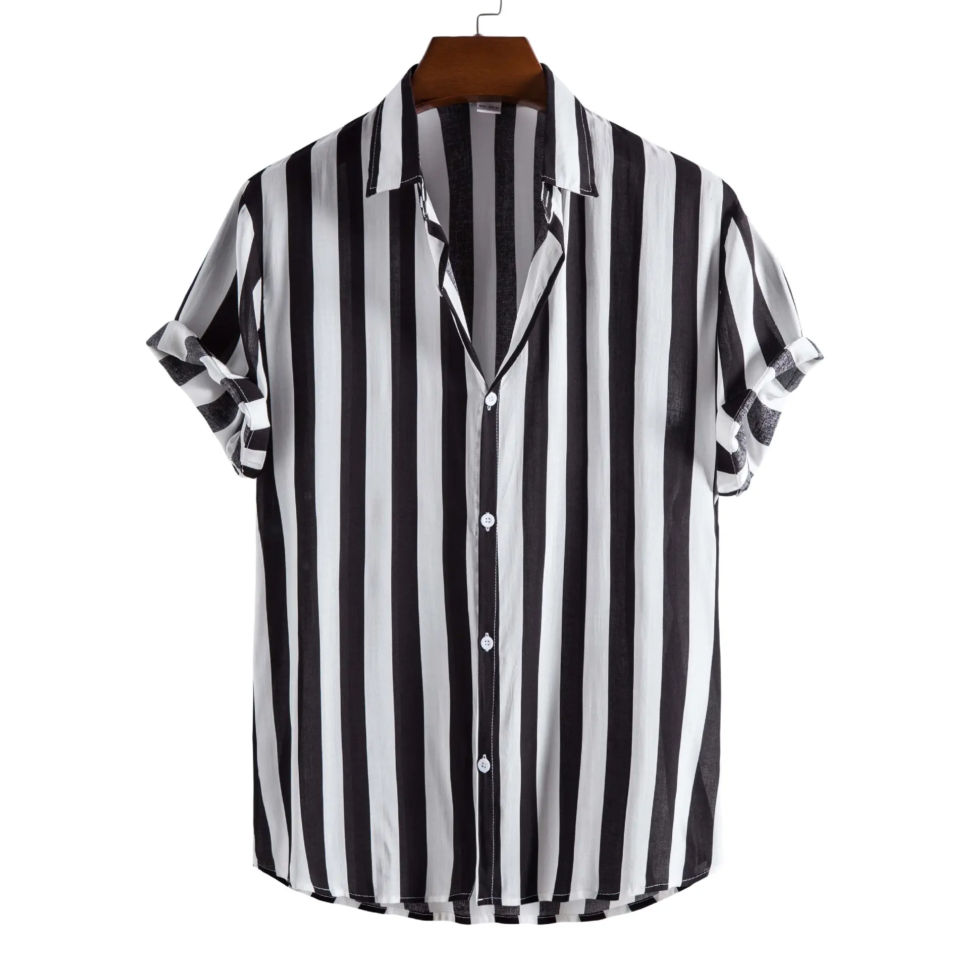 Striped Shirts for Men Short Sleeve Top Retro Stripe Pattern Men Casual Shirts camisas homme camisas de hombre