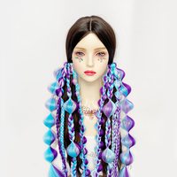 Vente flash : Extensions de cheveux synthétiques tressées en forme de queue de cheval, effet ombré, faites à la main, 24 pouces de long, pour cosplay