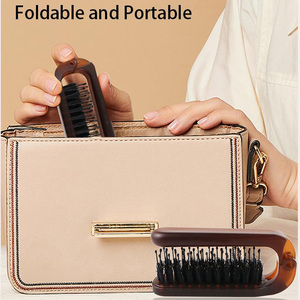 <span class=keywords><strong>Cepillo</strong></span> Plegable Negro Mate para Control de Bordes con Logotipo Personalizado, Mini Peine Plegable Dorado de Viaje con Cerdas de Jabalí, Herramienta de Peinado y Maquillaje - Product Image 3