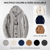 Herren Vintage-Muster Strickpullover Herbst Winter Kapuzen-Cardigan Gerippte Langarm Freizeitjacke ODM 100%
