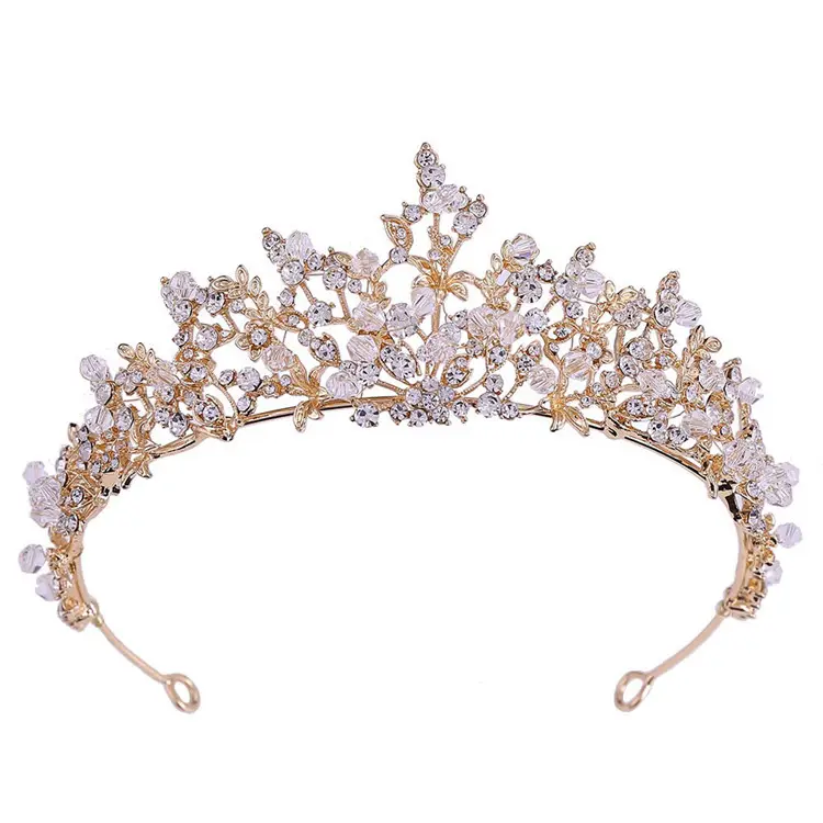 Neue Mode Barock Luxus Kristall Brautkrone Diademe Hellgold Diadem Diademe für Frauen Braut Hochzeit Haarschmuck