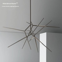 Lustre de restaurant minimaliste postmoderne, personnalisé, créatif, en métal, en forme de branche, finition chromée dorée, lumière LED