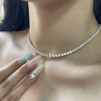 Hailey Geschenk Feenhafte Ethereal Tennis Gradient Style 18K Massivgold Voll-Diamant-Halskette – Perfekt für Bankette und Partys, ein echter Blickfang