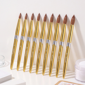 Luxury 9 Size Kolinsky Acrylic <b>Nail</b> Brush Set Glossy Gold Metal Handle for Acrylic Powder <b>Extension</b> - Product Image 6