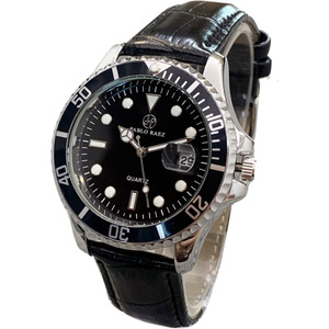 Black and green dial men's <b>leather</b> <b>bracelet</b> watch - quartz business casual watch - Product Image 5