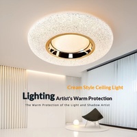 Plafonnier LED super lumineux, design crème, fer, acrylique, télécommande, montage en surface, spectre complet pour chambre principale