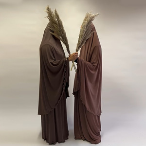 Chiffon <b>Abaya</b> Niqab Muslim Robe Hijab Dress Flowy Draped Islamic Wear for Daily <b>Prayer</b> - Product Image 2