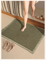 Tapis de bain gaufré à séchage rapide, tapis de salle de bain antidérapant super absorbant, tapis de douche fin lavable en machine pour baignoire et évier