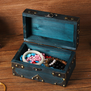 Boîte de rangement en bois rétro, vert émeraude, avec couvercle rabattable, boîte à bijoux, style vintage décoratif - Product Image 3