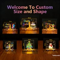 Veilleuse LED USB Tableau de Messages Moderne en Acrylique, Support Effaçable, Caractéristiques Créatives, Tableau à Dessin et Notes pour Enfants