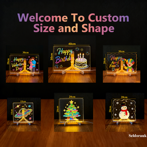 Lampu malam LED, 7 warna, lampu malam LED, papan pesan USB, braket akrilik Modern, fitur dapat dihapus, papan catatan gambar anak-anak kreatif - Product Image 2