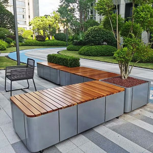 ม้านั่งสเตนเลสสตีลทรงสี่เหลี่ยมผืนผ้าที่นั่งทำจากไม้ทั้งในร่มและกลางแจ้งม้านั่งแบบแยกส่วนพร้อมพนักพิงหลังสำหรับสวนสาธารณะและห้างสรรพสินค้า - Product Image 2