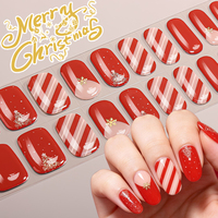 Prêt à expédier – Bandes de gel semi-durcies non toxiques pour ongles, 20 embouts, motif sapin de Noël, écossais, vert, rouge, pailleté, pour manucure DIY