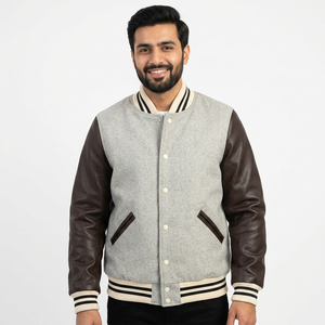 Custom <b>Men's</b> Spring Baseball Bomber Varsity <b>Men</b> <b>Jackets</b> New Wool PU <b>Leather</b> Sleeves Pattern CollegeBaseballjacket for <b>men</b> - Product Image 1