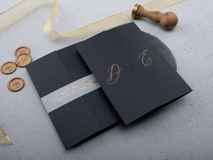 Prix d'usine, invitations de mariage élégantes de style nouveau, design personnalisé, avec enveloppes, carte de vœux personnalisée - Product Image 5