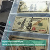 Album de collection de devises mondiales avec 90 pochettes pour billets de banque, pour la collection, le rangement et la présentation de monnaies