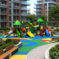 Équipement de terrain de jeux extérieur commercial durable en LLDPE et acier galvanisé, ensemble de divertissement pour enfants avec toboggan pour la communauté