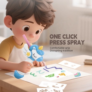 Kit de peinture à l'aérographe pour enfants, stylo à aquarelle, stylo à jet d'encre automatique, ensemble de dessin et de bricolage, jouets de peinture lavables - Product Image 5