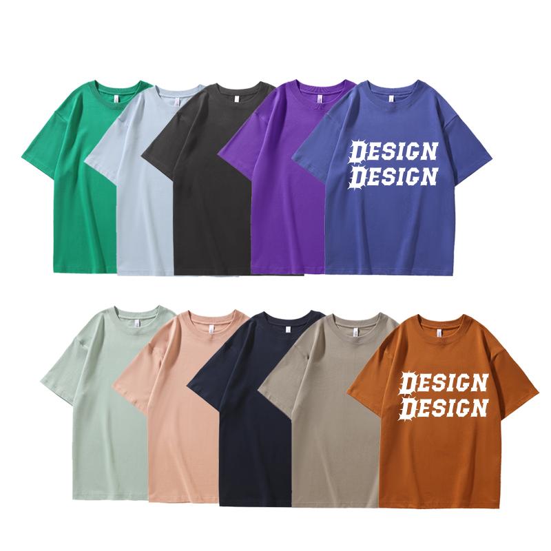 Manufacturer Supply Unisex 280g Drop Shoulder Cotton Oversized T-Shirt Custom Print Screen 100% Cotton 260g Blank T-Shirt Solid