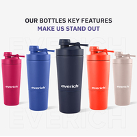 Bouteille shaker avec stockage bouteille d'eau isolée en acier inoxydable tasse shaker 18oz 20oz 25oz tasse shaker à protéines durable