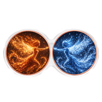 Ensemble de deux pièces de monnaie en cuivre pur à 99,9 % de 1 once, thème Feu et Glace, pièce de monnaie fantaisie