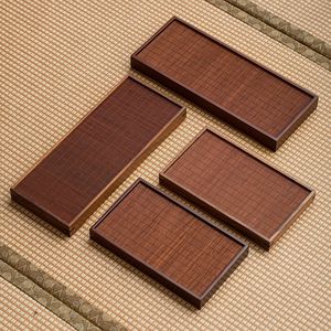 Walnut Wood And Bamboo <b>Tea</b> <b>Tray</b> Rectangular Zen Style Elegant For Home Use - Product Image 1