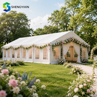 Tente de réception transparente pour mariage avec couverture en PVC transparent, structure en aluminium pour utilisation en intérieur, capacité de 1000 personnes