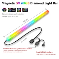COOLMOON ARGB LED bande lumineuse 5V 3 broches/petit diamant 4 broches magnétique coloré atmosphère bricolage lampe barre pour PC ordinateur boîtier châssis