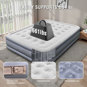 Giường hơi tự bơm tích hợp bơm, có thể gấp gọn, làm từ chất liệu PVC phủ nhung, được sản xuất theo yêu cầu tại nhà máy - Product Image 3