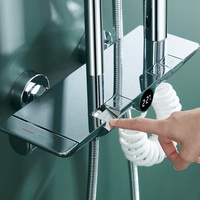 Robinet de salle de bain intelligent en laiton chromé argenté, piano à affichage numérique, mitigeur de douche, système de pluie, colonne de jet