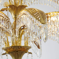 Jewellerytop Hôtel Lobby Villa Salon Français Victorien De Luxe Cristal Pendentif Lumière Double Couche En Laiton Palm Lustre