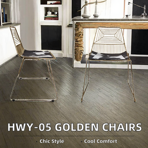 Chaises de salle à manger traditionnelles en fil métallique doré Bertoia, nouveau design, mobilier pour appartement, en acier - Product Image 3