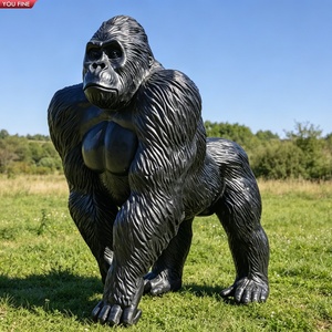 YOUFINE Escultura de Gorila Sentado de Bronce Antiguo de Tamaño Real, Estatua Realista de <span class=keywords><strong>Silverback</strong></span> para Parques y Límites de Lagos - Product Image 6
