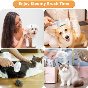 Brosse vapeur pour chat 3 en 1, brosse à poils pour animaux de compagnie, auto-nettoyante, antistatique, efficace pour l'élimination des poils, brosse de toilettage pour chat - Product Image 4