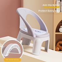 Chaise à dossier en plastique pour enfants avec anneau antidérapant en silicone, tabouret couineur pour tout-petits, idéal pour l'alimentation, la propreté et l'usage domestique