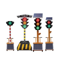 Semáforo Solar Estilo B de 200/300 mm, Semáforo Móvil Solar de Uso Temporal para Obras Viales