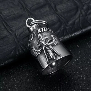 Pronto para Envio: Colar Masculino com Pingente Guardião em Aço Inoxidável 316L, Sino do Espírito de Motociclista, Asa de Anjo, Mensagens 'Ande em Segurança' e 'Amo Você', RTS - Product Image 3